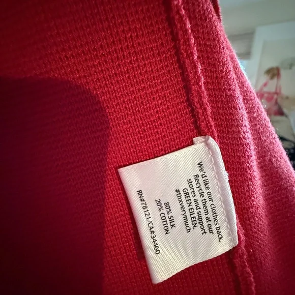 Eileen Fisher Red Open Draped Silk Blend Cardigan - Picture 6 of 6